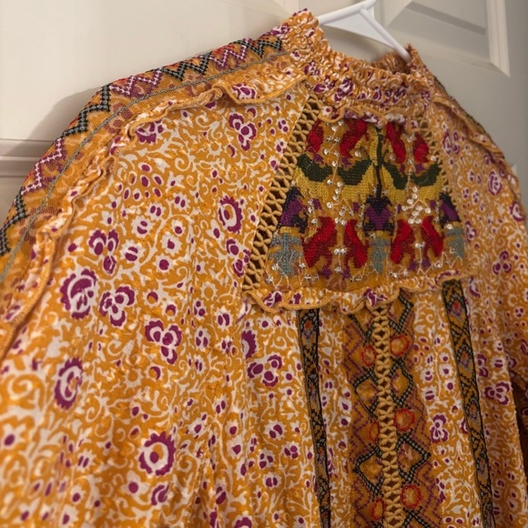 Maeve By Anthropologie Printed & Embroidered Boho 100% Cotton Blouse, Size 2 - Picture 3 of 11